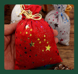 Velvet Hot Stamping Pentagram Moon Christmas Gift Bag Candy Drawstring Bag