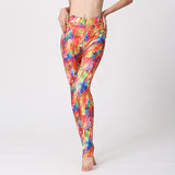 Watercolor printed yoga pants outdoor quick-drying yoga bottoming ninth pants