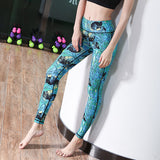 Printed sweatpants fitness pants yoga pants high stretch skinny legging trousers