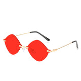 Irregular rimless metal sunglasses