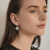 925 silver needle five-pointed star earrings long earrings simple trendy earrings without pierced ear clips