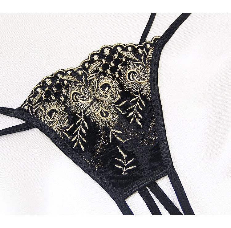 Black Floral Lace & Leather Cut Out Bra Strap Push Up Corsets And