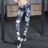 Outdoor sports camouflage yoga fitness pants printed bottoming yoga cropped pants