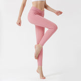 Front waist cross exposed navel nude feeling comfortable and fit-fitting sports yoga pants women's high-elastic nylon fitness pants