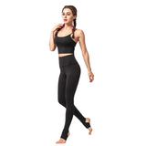 Women's tight-fitting sports yoga suit suits fitness quick-drying hip pants high-waist running trousers