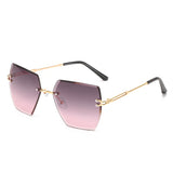 Square cut-edge sunglasses, metal rimless glasses, UV protection sunglasses