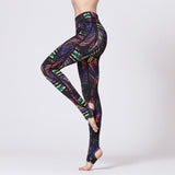 Jungle series leaf print yoga pants quick-drying stretch fitness branch print pants