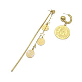 Asymmetrical earrings female disc baroque retro style simple earrings