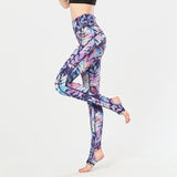 Step-on-the-foot printed yoga pants women's high-waist tight-fitting sports pants outdoor leisure fitness trousers