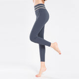 Nude beautiful waist yoga pants stitching seamless stretch beam ankle-length pants hip-lifting running fitness clothes