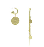 Asymmetrical earrings female disc baroque retro style simple earrings