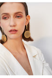 Cold wind golden earrings earrings temperament long round earrings simple retro wild earrings